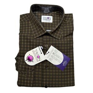 Tayion | Shirts | Tayion Slim Fit Plaid Dress Shirt Mens Medium 5155 3233 Black  Gold White New | Poshmark